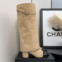 Chanel G39345 High Boots Women in Suede Brown
