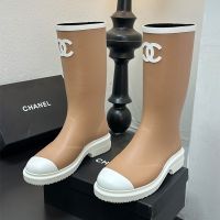 Chanel G39620 Rain Boots Women in Rubber Brown
