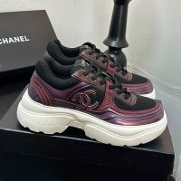Chanel G39792 Platform Sneakers Women in Fabric and Laminated Burgundy