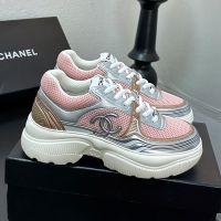 Chanel G39792 Platform Sneakers Women in Fabric and Laminated Pink