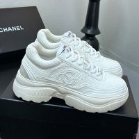 Chanel G39792 Platform Sneakers Women in Fabric and Suede White