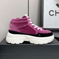 Chanel G45208 Mid-Top Sneakers Women in Velvet Pink