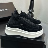 Chanel G45331 Platform Sneakers Women in Denim and Suede Black