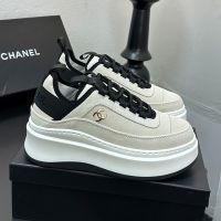Chanel G45331 Platform Sneakers Women in Suede Beige