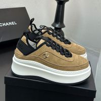 Chanel G45331 Platform Sneakers Women in Suede Camel
