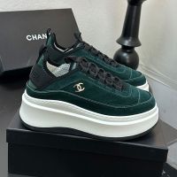Chanel G45331 Platform Sneakers Women in Suede Green