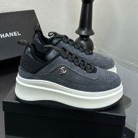 Chanel G45331 Platform Sneakers Women in Suede Grey