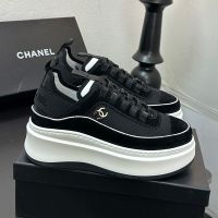 Chanel G45331 Platform Sneakers Women in Suede and Mesh Black