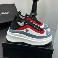 Chanel G45331 Platform Sneakers Women in Suede and Mesh Blue