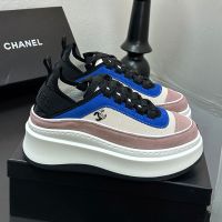 Chanel G45331 Platform Sneakers Women in Suede and Mesh Pink