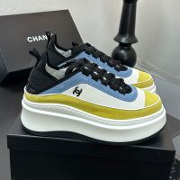 Chanel G45331 Platform Sneakers Women in Suede and Mesh Yellow
