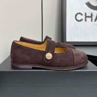 Chanel G46759 Mary Janes with CC Enamel Button Women in Suede Coffee