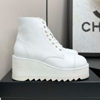 Chanel G45388 Platform Ankle Boots Women in Calfskin White