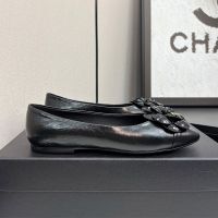 Chanel G45494 Ballet Flats with Camellia Women in Lambskin Black