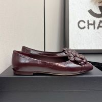 Chanel G45494 Ballet Flats with Camellia Women in Lambskin Burgundy
