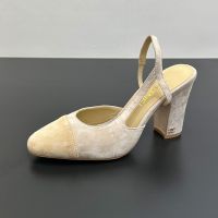 Chanel G45509 Slingback Pumps with CC Logo Women in Suede Beige/Camel