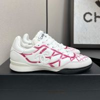 Chanel G45839 Sneakers with Logo Patch Women in Shiny Calfskin White/Red