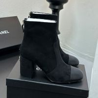 Chanel G45900 Ankle Boots with Strass Logo Women in Suede Black