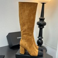 Chanel G45902 High Boots with Strass Logo Women in Suede Brown