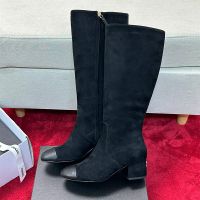 Chanel G45903 High Boots with Strass Logo Women in Suede Black