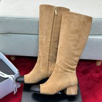 Chanel G45903 High Boots with Strass Logo Women in Suede Brown