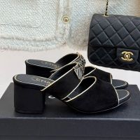 Chanel G46332 Slides with Enamel CC Bow Women in Suede Black