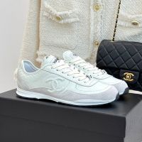 Chanel G46372 Sneakers with Logo Patch Women in Calfskin and Suede Beige