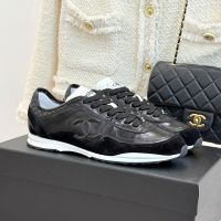 Chanel G46372 Sneakers with Logo Patch Women in Calfskin and Suede Black