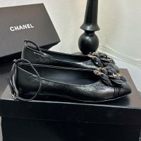 Chanel G46520 Ballet Flats with Camellia Women in Lambskin Black