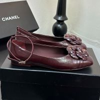 Chanel G46520 Ballet Flats with Camellia Women in Lambskin Burgundy
