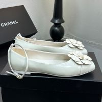 Chanel G46520 Ballet Flats with Camellia Women in Lambskin White