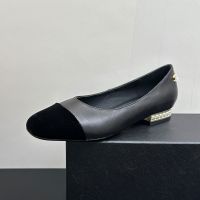 Chanel G46524 Ballet Flats with Pearls Heel Women in Lambskin Black