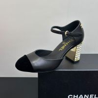 Chanel G46525 Pumps with Pearls Heel Women in Lambskin Black