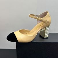 Chanel G46525 Pumps with Pearls Heel Women in Lambskin Brown