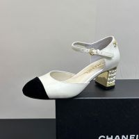 Chanel G46526 Pumps with Pearls Heel Women in Lambskin White