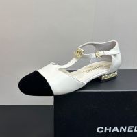 Chanel G46527 Mary Janes with Pearls Heel Women in Lambskin White