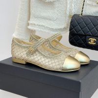 Chanel G46541 Mary Janes Women in Woven Sequins Gold