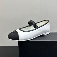 Chanel G46542 Mary Janes with Elastic Band Women in Lambskin and Grosgrain White