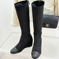 Chanel G46563 High Boots with CC Logo Women in Suede and Lambskin Black