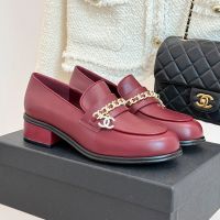 Chanel G46581 Moccasins with Strass Woven Chain Women in Lambskin Burgundy