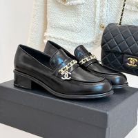 Chanel G46581 Moccasins with Strass Woven Chain Women in Shiny Lambskin Black