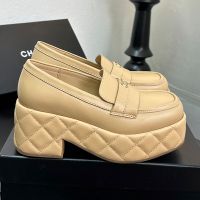 Chanel G46582 Platform Moccasins with CC Logo Women in Lambskin Brown