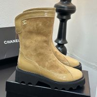 Chanel G46591 Ankle Boots Women in Suede and Calfskin Brown