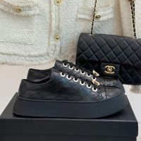 Chanel G46620 Platform Sneakers with CC Logo Women in Quilted Calfskin Black