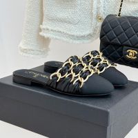 Chanel G46653 Mules with Woven Chain Women in Lambskin and Grosgrain Black