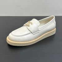 Chanel G46687 Moccasins with Pearls Metal Logo Women in Lambskin White