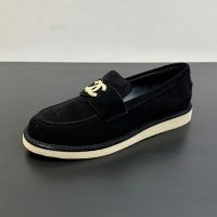 Chanel G46687 Moccasins with Pearls Metal Logo Women in Suede Black