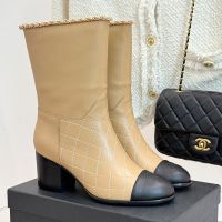 Chanel G46699 Ankle Boots with Woven Chain Women in Calfskin Brown