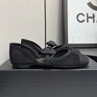 Chanel G46701 Mary Janes with CC Logo Bow Women in Mesh and Grosgrain Black