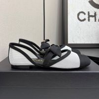 Chanel G46701 Mary Janes with CC Logo Bow Women in Mesh and Grosgrain White